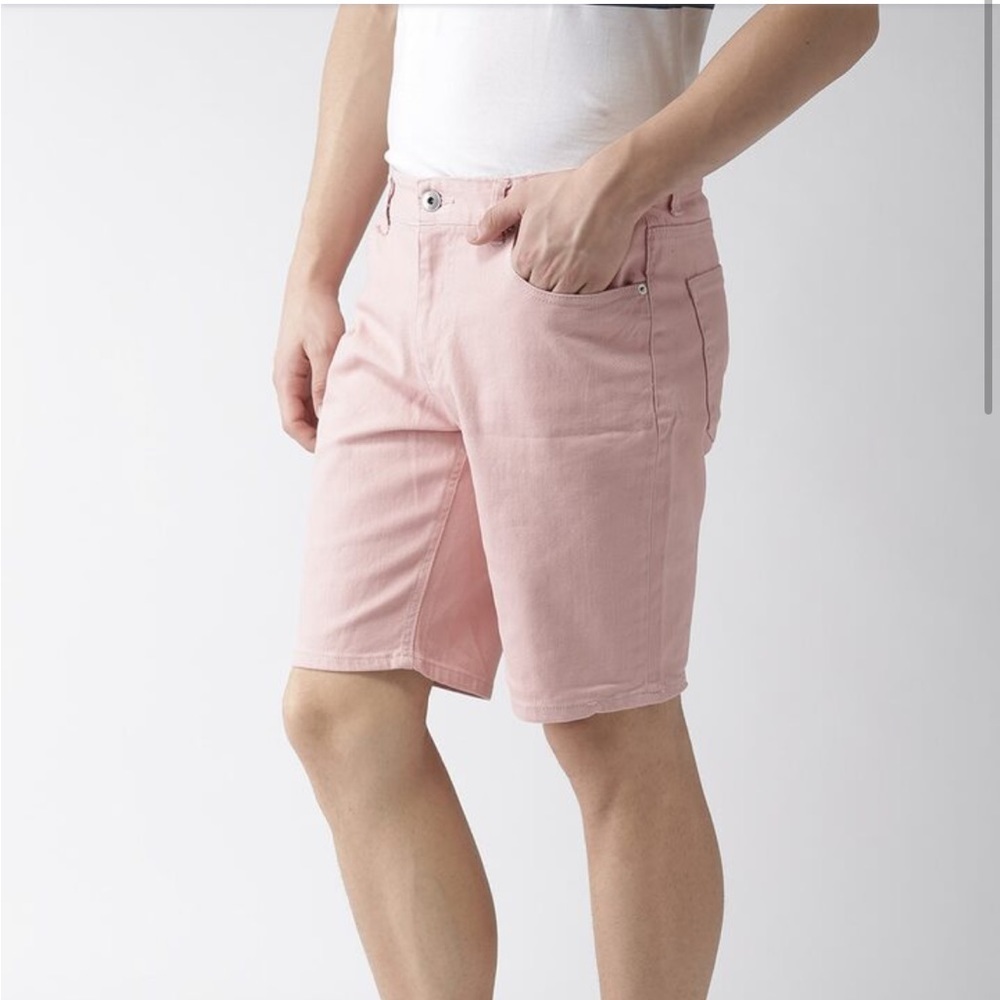 Forever 21 men’s solid pink denim shorts size 30